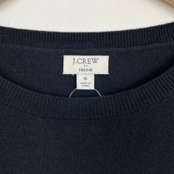 NWT J.Crew S Factory Teddie Sweater Black Animal Leopard Print Heart Intarsia - Picture 3 of 12